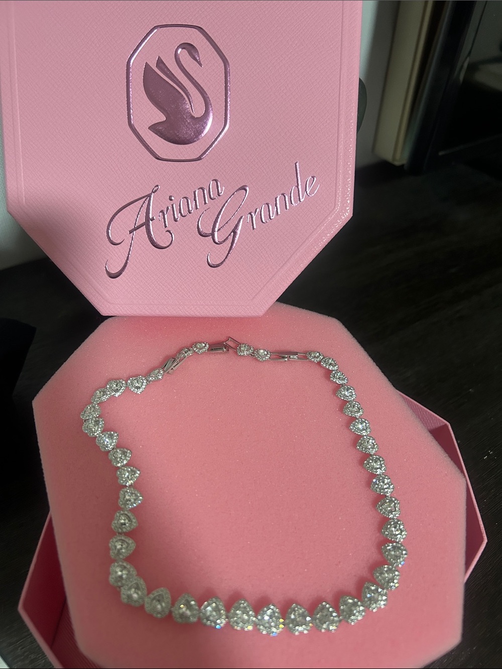Swarovski Silver Heart Crystal Necklace Ariana Grande